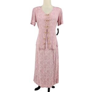 Vintage 80s Connected Apparel Vintage Dress – Rose Pink Faux Two-Piece NWT